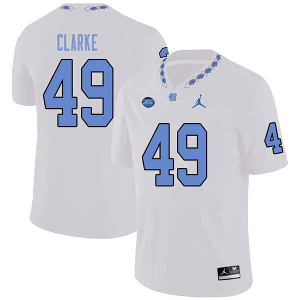 Jordan Brand Men #49 Jeremiah Clarke North Carolina Tar Heels College Football Jerseys Sale-White